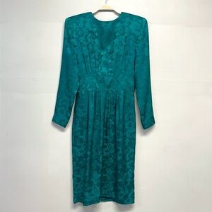 Vintage Silk Floral Long Sleeve Dress